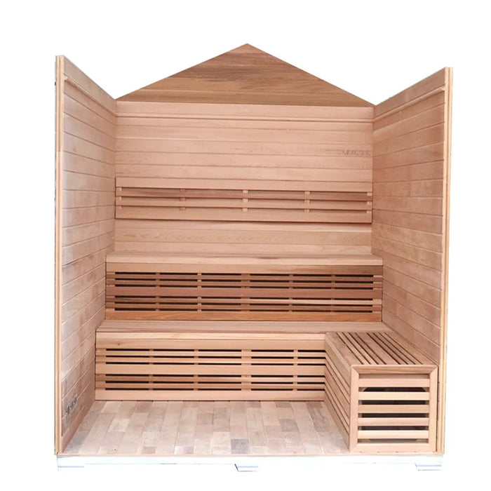 ALEKO CED6PORI Outdoor Canadian Red Cedar Wet Dry Sauna - 6 Person - 6 kW UL Certified Electrical Heater - Stone Finish