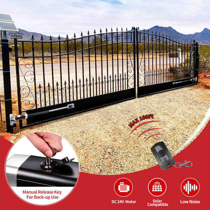 ALEKO Dual Swing Gate Operator - GG1300/AS1300 AC/DC - Solar Kit 60W